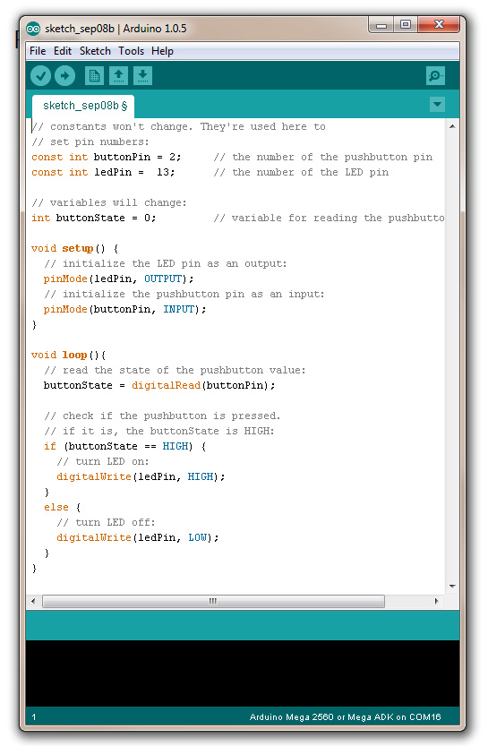 Button Controlled LED code